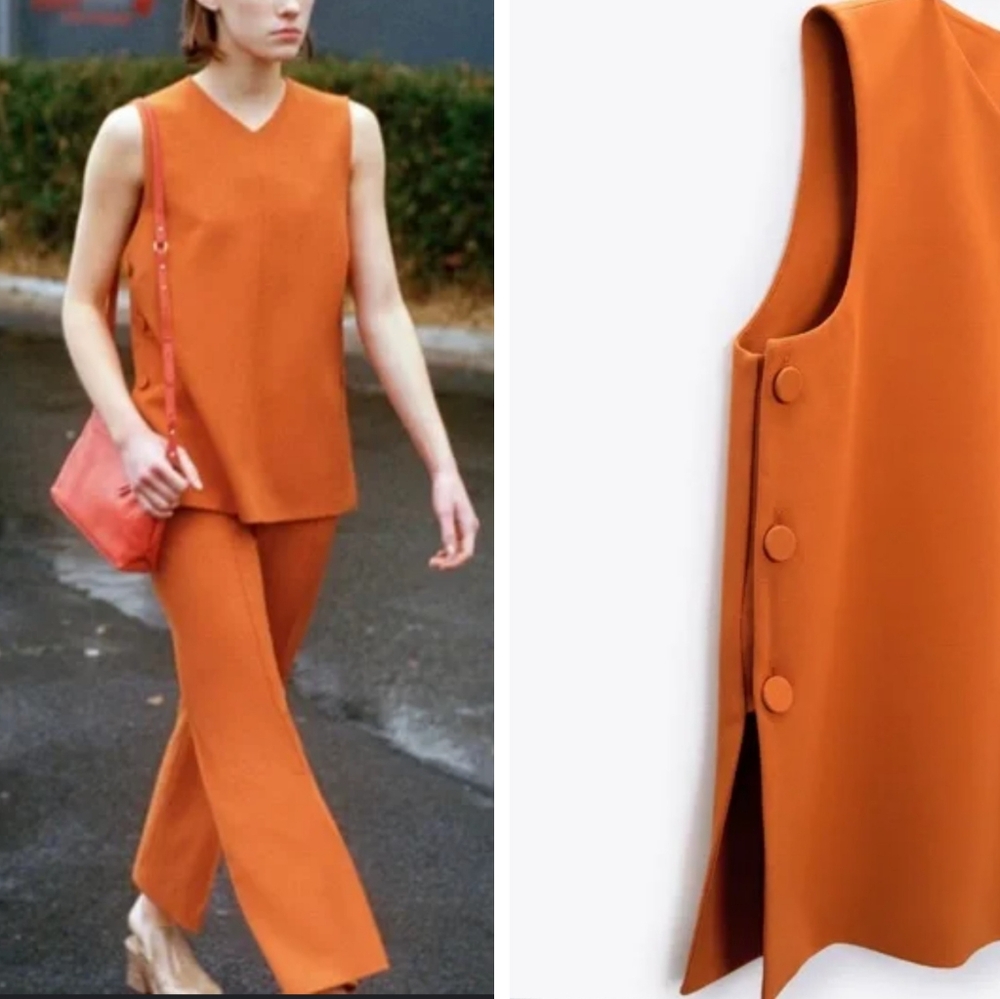 NEW Zara crepe side button sleeveless top vest